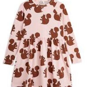 NWT Pink Squirrel Print Mini Rodini Kids Dress